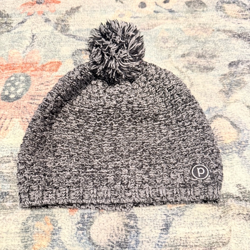 Pure Barre Charcoal Knit Beanie with Pom-Pom